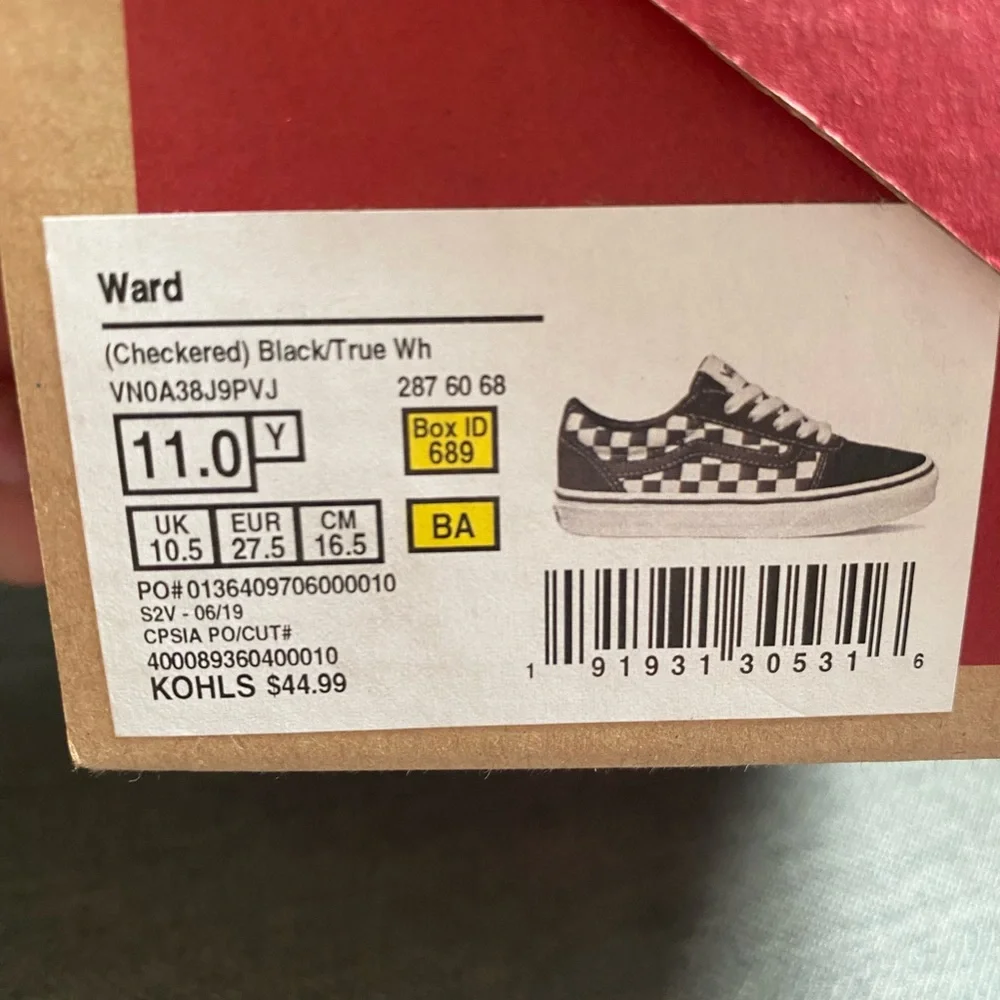 Vans® Ward Low Kids' Shoes- Size 11
11, Checker Black White - Picture 5 of 5
